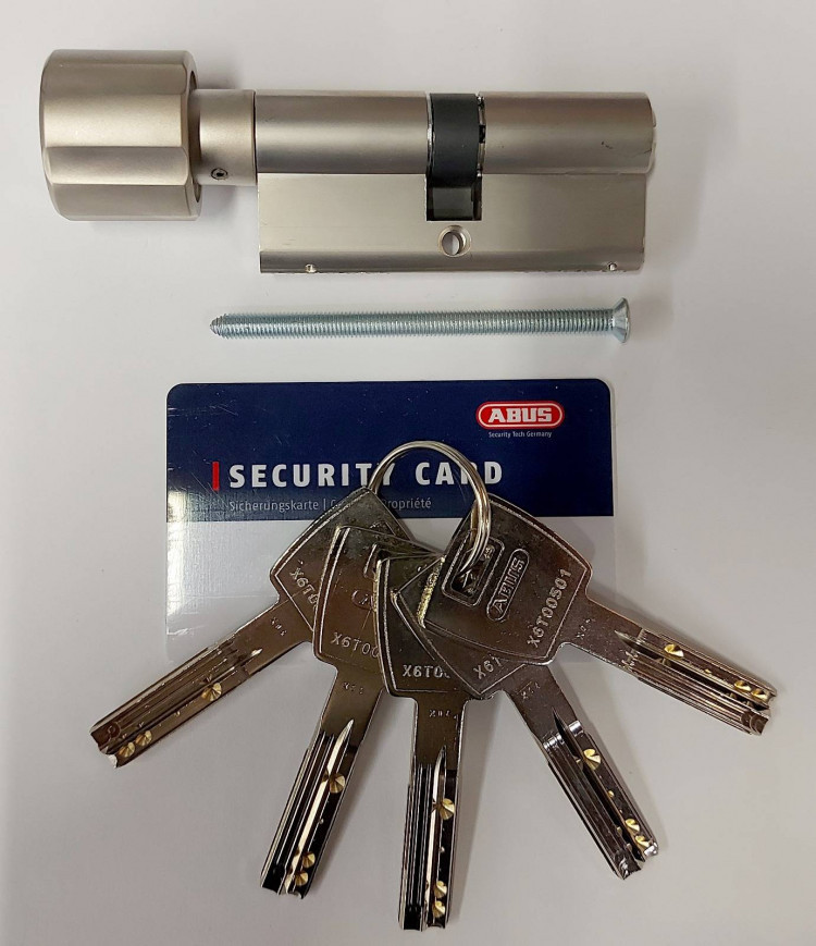 Механизм цилиндровый Abus X6 (Абус) 90 мм (35*55) никель, кл/вертушка